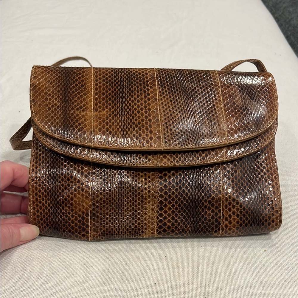 Classic Brown Snakeskin Shoulder Bag